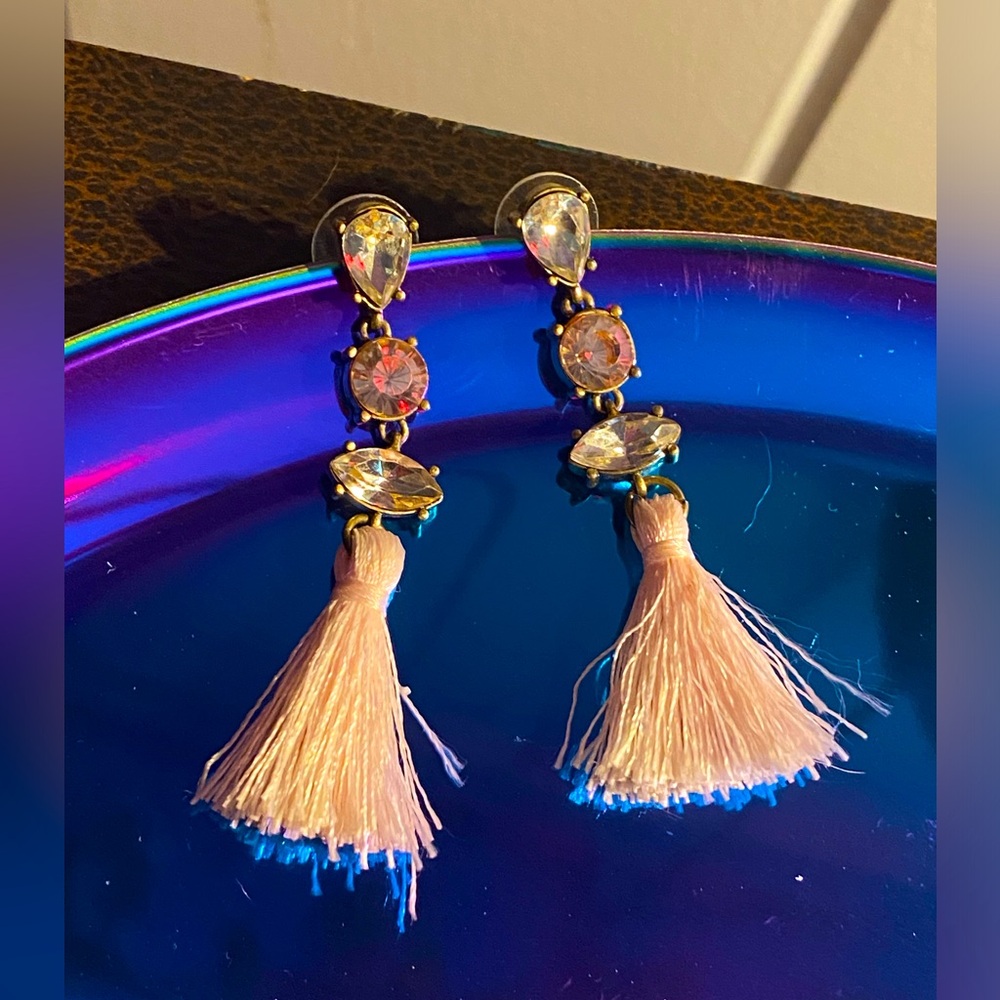 SALE 5/$25!! Send a bundle SUGARFIX  pierced earrings,crystals with pink tassel